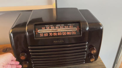 1948 Philco Transitone Tube Radio Art Deco Bakelite Model 48-464 w/ Orange Numerals