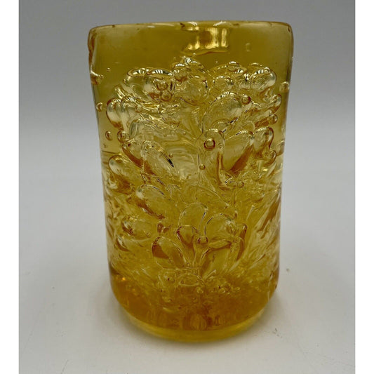 Vintage Amber Bubble Art 3" Pillar (D1) - Vintosh Vintage