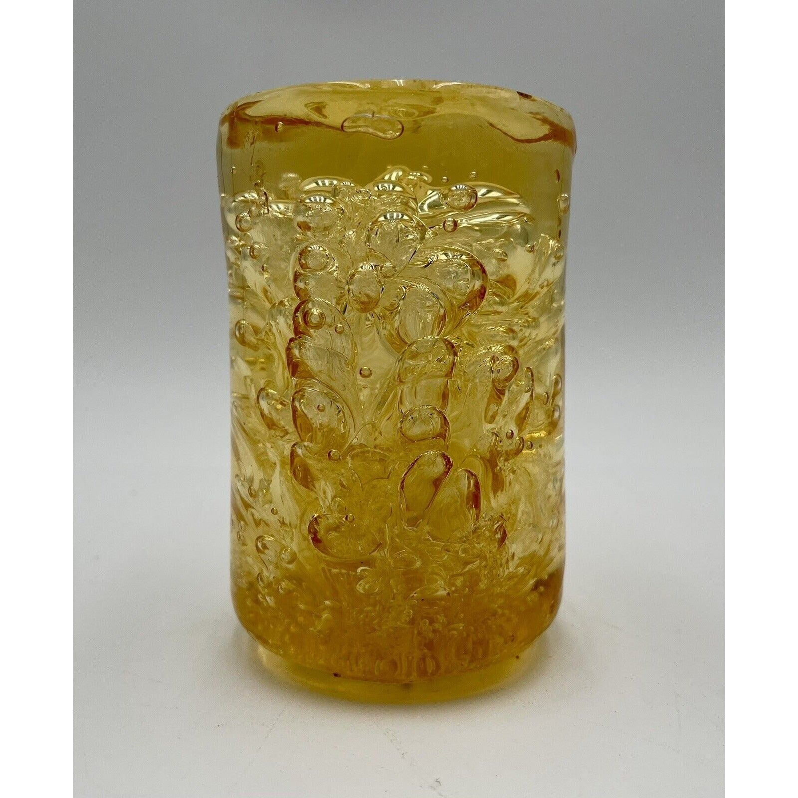 Vintage Amber Bubble Art 3" Pillar (D1) - Vintosh Vintage