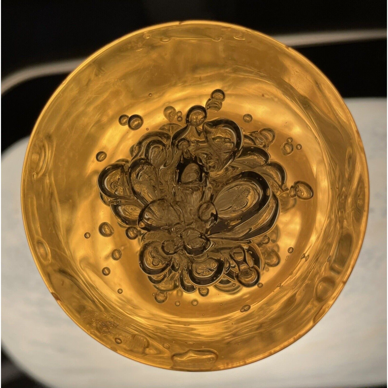 Vintage Amber Bubble Art 3" Pillar (D1) - Vintosh Vintage
