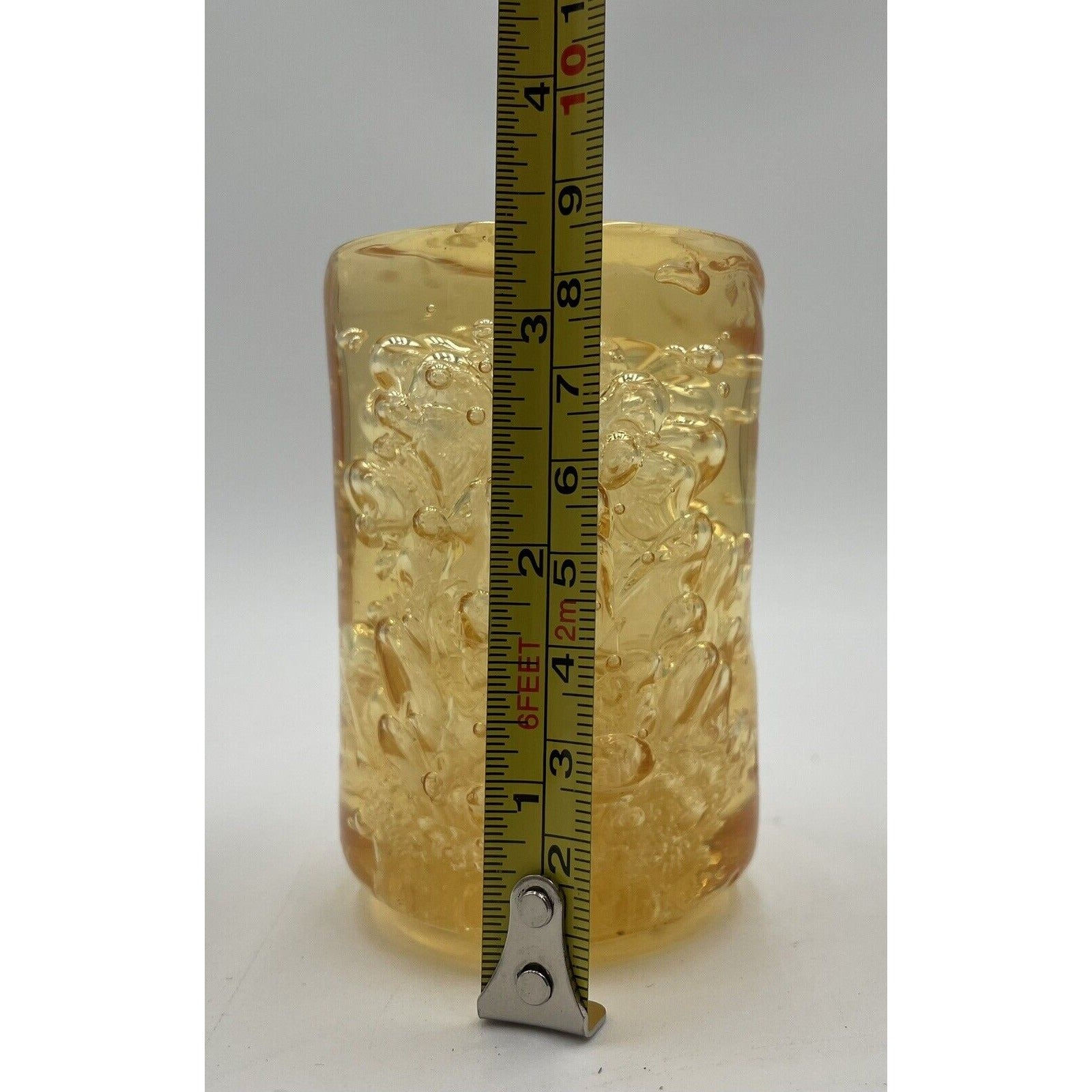 Vintage Amber Bubble Art 3" Pillar (D1) - Vintosh Vintage