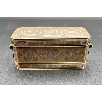 Antique Bronze With Silver Inlay Betel Nut Box South Asia (B7)