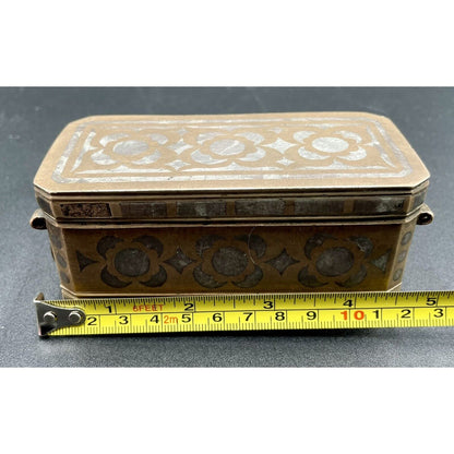 Antique Bronze With Silver Inlay Betel Nut Box South Asia (B7) - Vintosh Vintage