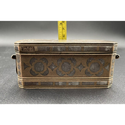 Antique Bronze With Silver Inlay Betel Nut Box South Asia (B7) - Vintosh Vintage
