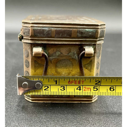 Antique Bronze With Silver Inlay Betel Nut Box South Asia (B7) - Vintosh Vintage