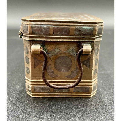 Antique Bronze With Silver Inlay Betel Nut Box South Asia (B7)