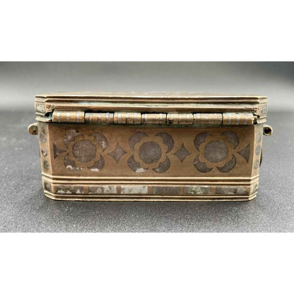 Antique Bronze With Silver Inlay Betel Nut Box South Asia (B7)