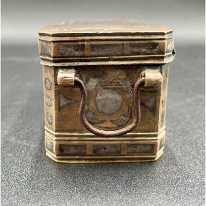 Antique Bronze With Silver Inlay Betel Nut Box South Asia (B7) - Vintosh Vintage