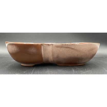 Vintage Frankoma Pottery #4QD Two-Toned Brown Divided Serving Bowl (C1) - Vintosh Vintage