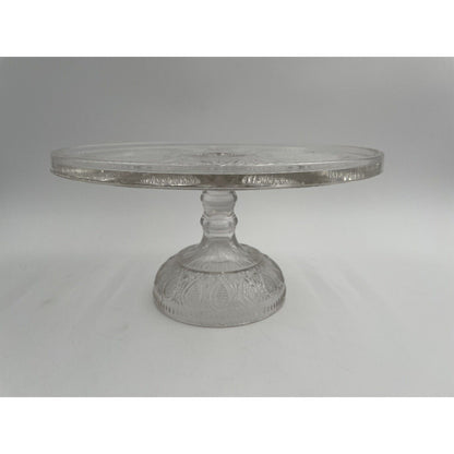 Rare EAPG Antique Pressed Clear Glass Cake Stand Dotted Loop Pattern (C1) - Vintosh Vintage