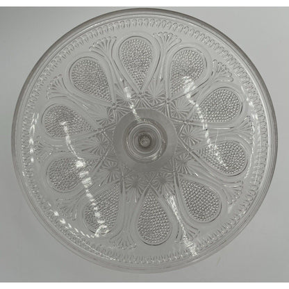 Rare EAPG Antique Pressed Clear Glass Cake Stand Dotted Loop Pattern (C1) - Vintosh Vintage