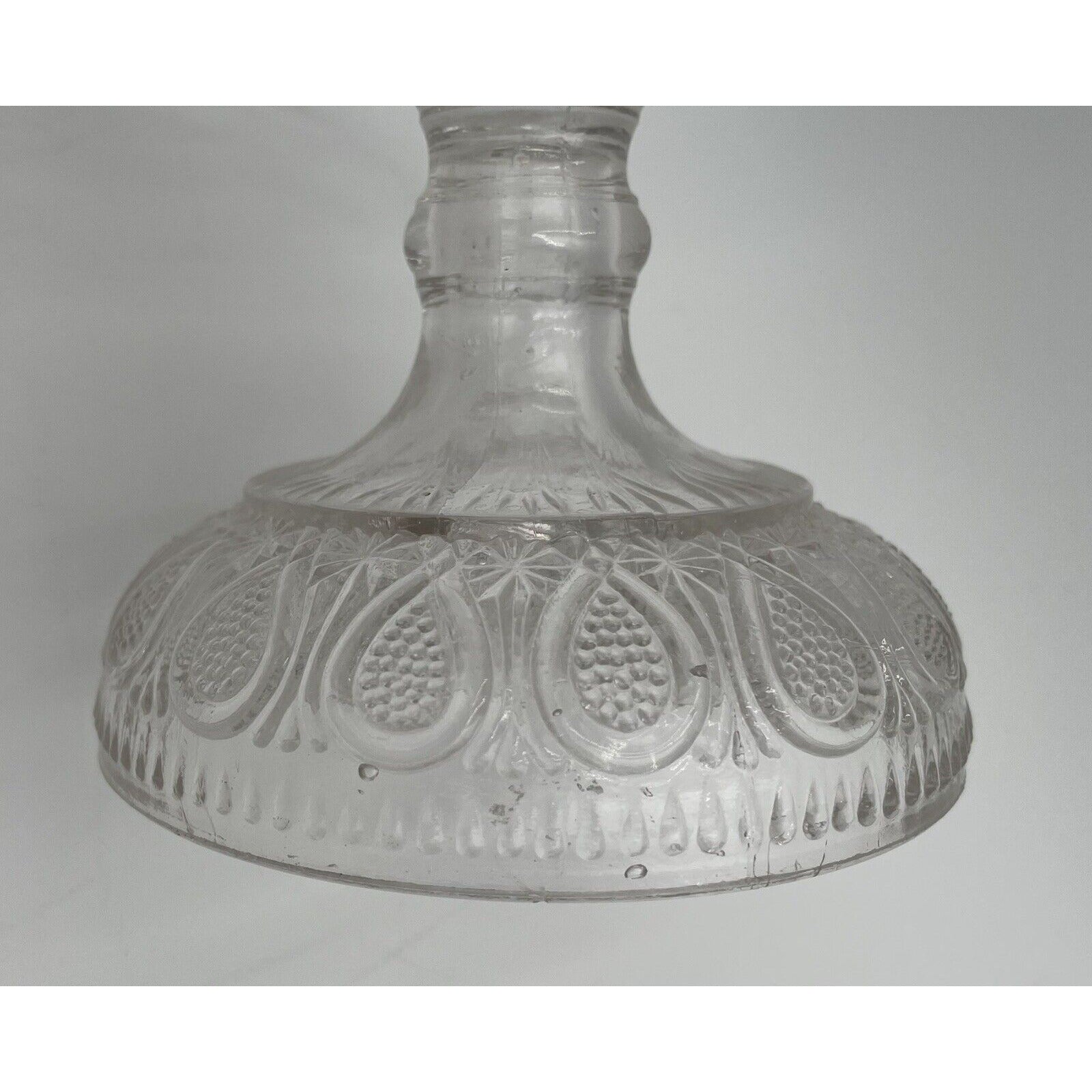 Rare EAPG Antique Pressed Clear Glass Cake Stand Dotted Loop Pattern (C1) - Vintosh Vintage