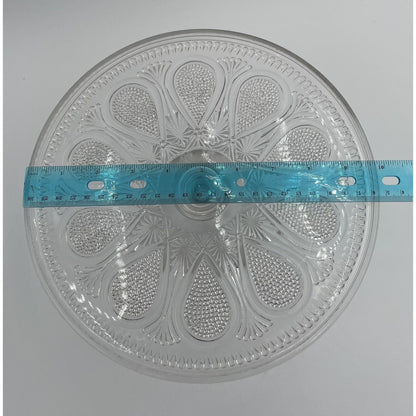 Rare EAPG Antique Pressed Clear Glass Cake Stand Dotted Loop Pattern (C1) - Vintosh Vintage