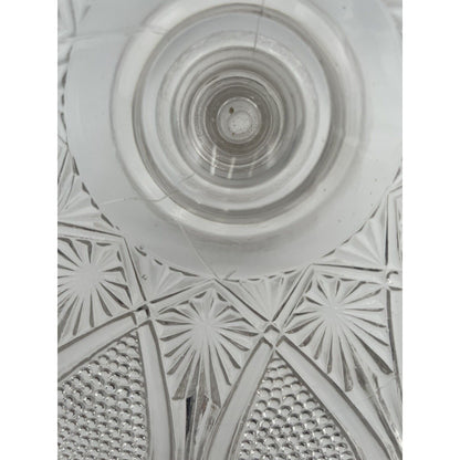 Rare EAPG Antique Pressed Clear Glass Cake Stand Dotted Loop Pattern (C1) - Vintosh Vintage