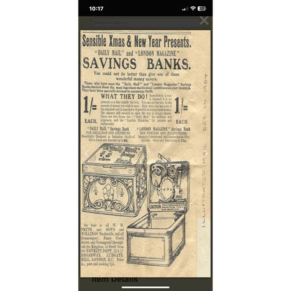 1904 THE LONDON MAGAZINE SAVINGS BANK - British Made (B2) - Vintosh Vintage
