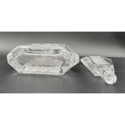 Perfume Bottle LEAD CRYSTAL Glass Frosted Floral Design - Made in Germany (C6) - Vintosh Vintage