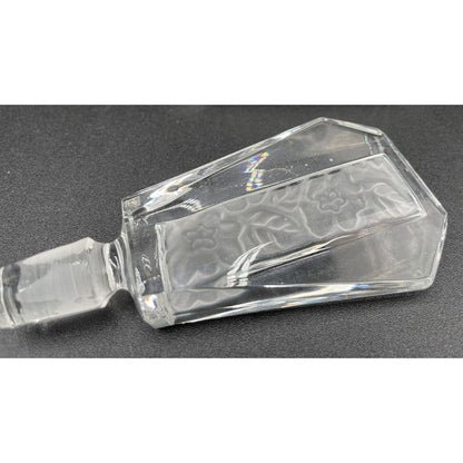 Perfume Bottle LEAD CRYSTAL Glass Frosted Floral Design - Made in Germany (C6) - Vintosh Vintage
