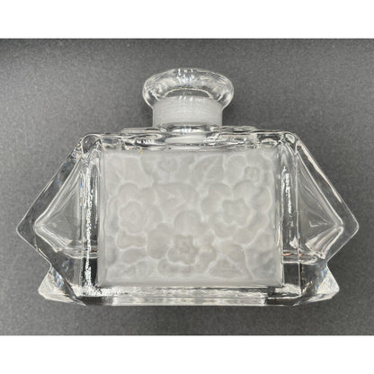 Perfume Bottle LEAD CRYSTAL Glass Frosted Floral Design - Made in Germany (C6) - Vintosh Vintage