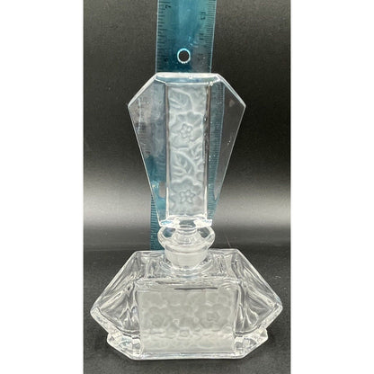 Perfume Bottle LEAD CRYSTAL Glass Frosted Floral Design - Made in Germany (C6) - Vintosh Vintage