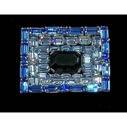 1960s Vibrant & Light Blue Glass Three Tiered BROOCH (A1)