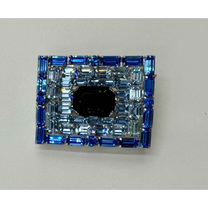 1960s Vibrant & Light Blue Glass Three Tiered BROOCH (A1)