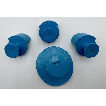 1970's Dollhouse Round Wooden Checkered Table & Chairs w/Painted Accents   (C8) - Vintosh Vintage