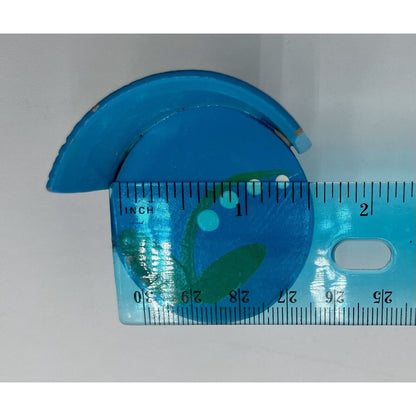 1970's Dollhouse Round Wooden Checkered Table & Chairs w/Painted Accents   (C8) - Vintosh Vintage