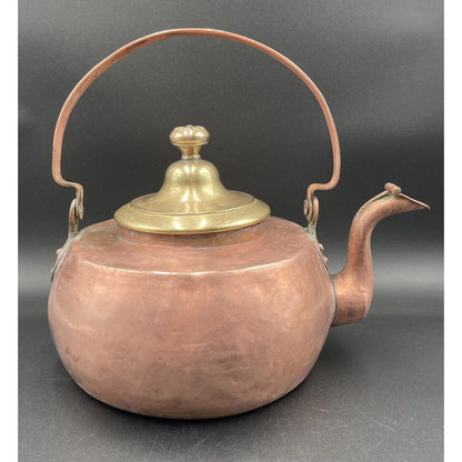 Antique Large Copper Kettle with Brass Lid (A3) - Vintosh Vintage