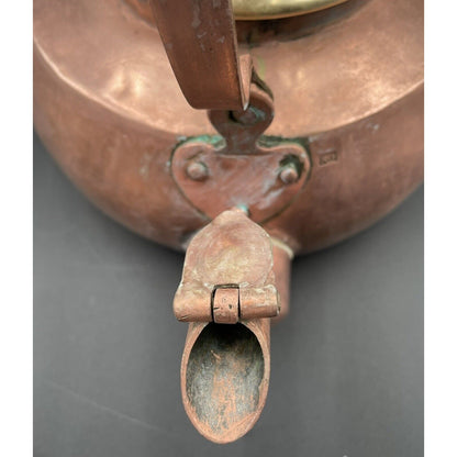 Antique Large Copper Kettle with Brass Lid (A3) - Vintosh Vintage