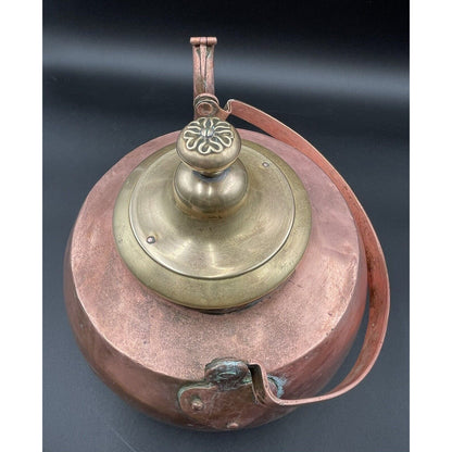 Antique Large Copper Kettle with Brass Lid (A3) - Vintosh Vintage