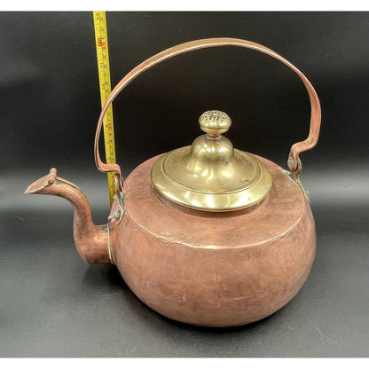 Antique Large Copper Kettle with Brass Lid (A3) - Vintosh Vintage