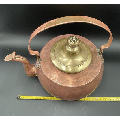 Antique Large Copper Kettle with Brass Lid (A3) - Vintosh Vintage