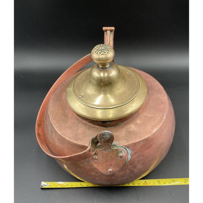 Antique Large Copper Kettle with Brass Lid (A3) - Vintosh Vintage