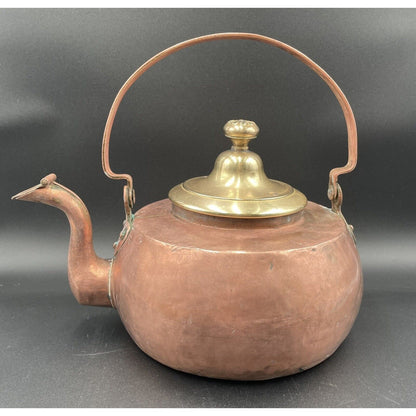 Antique Large Copper Kettle with Brass Lid (A3) - Vintosh Vintage