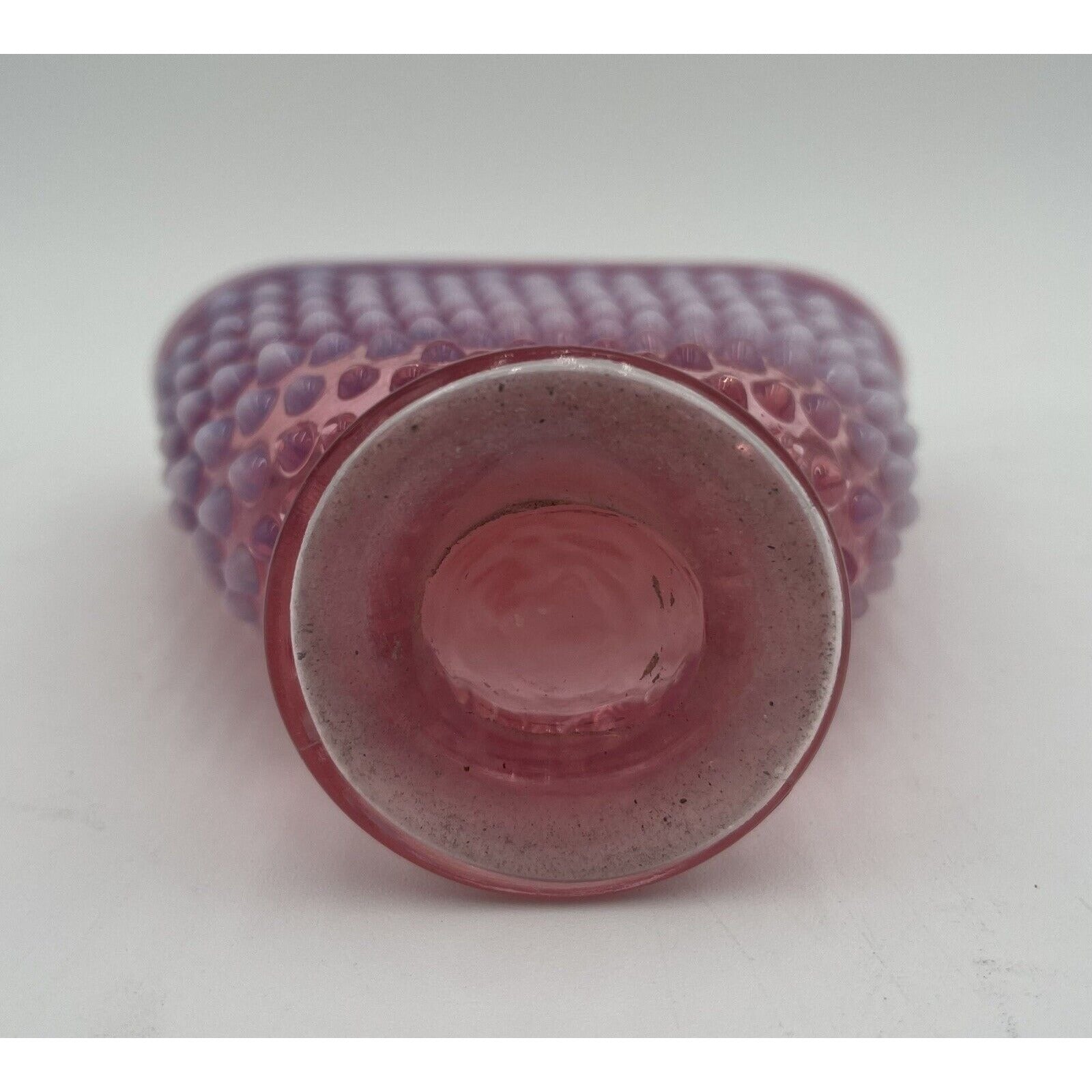 Small Vintage Fenton Glass Cranberry Hobnail Overlay Fan Vase (C8) - Vintosh Vintage