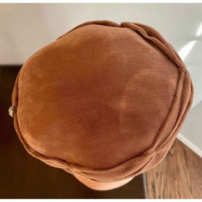 Vintage Brown Velvet Hat w/ Clear Rhinestone