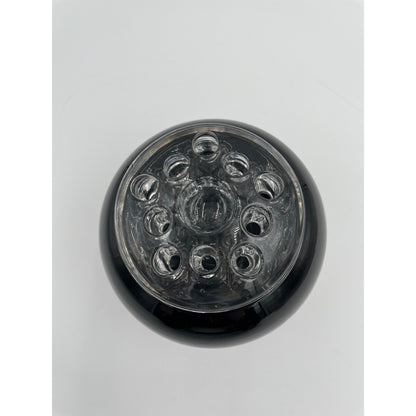 Vintage Viking Black Glass Flowerlite Three Footed Vase With Clear Glass Top - Vintosh Vintage