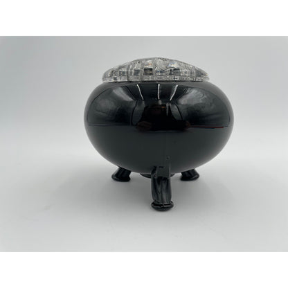 Vintage Viking Black Glass Flowerlite Three Footed Vase With Clear Glass Top - Vintosh Vintage