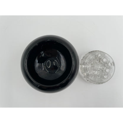 Vintage Viking Black Glass Flowerlite Three Footed Vase With Clear Glass Top - Vintosh Vintage