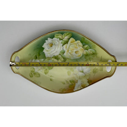 Vintage 1900's PT Bavaria Oval Small Dish W/Hand Painted Roses (C4) - Vintosh Vintage