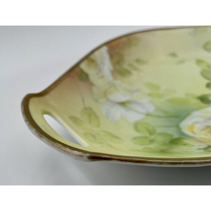 Vintage 1900's PT Bavaria Oval Small Dish W/Hand Painted Roses (C4) - Vintosh Vintage
