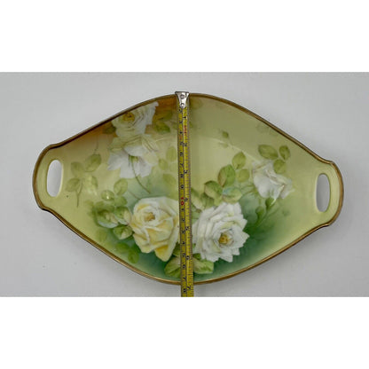 Vintage 1900's PT Bavaria Oval Small Dish W/Hand Painted Roses (C4) - Vintosh Vintage